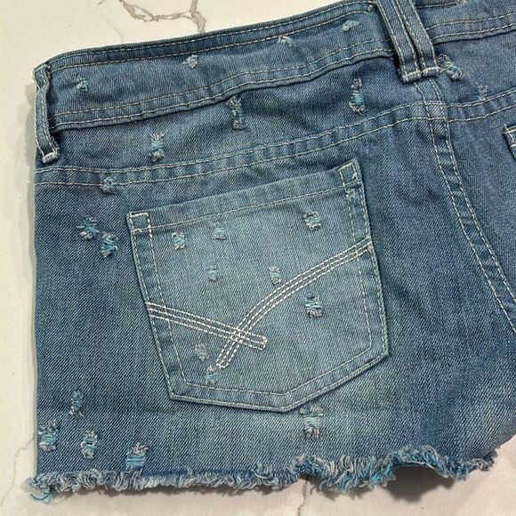 Billabong | Women’s Blue Denim Distressed Short Fit Jeans Shorts - Picture 9 of 14